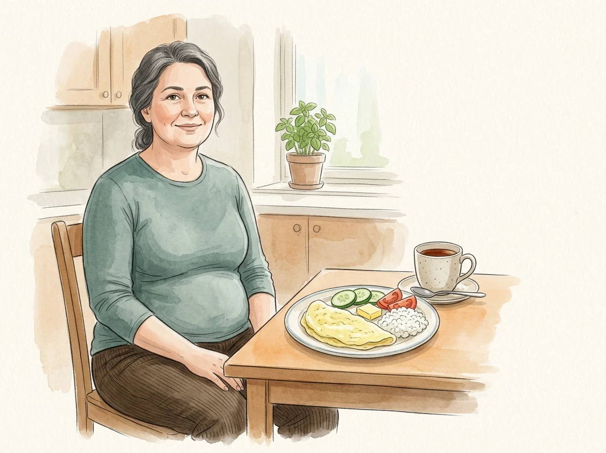 Белковый завтрак с яйцами, творогом и овощами: сытость убирает тягу к сладкому